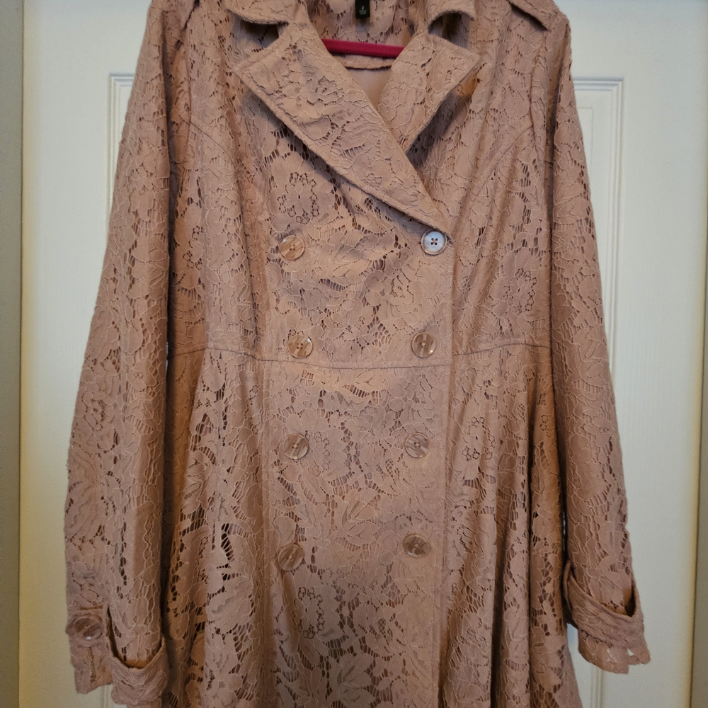 Torrid Pink Lace Pea Coat - Picture 4 of 16